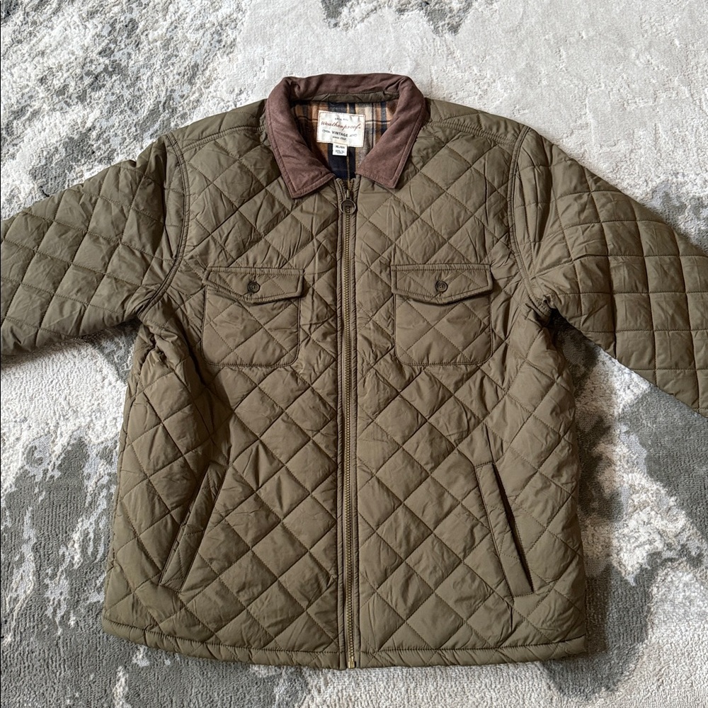 Weatherproof Vintage Men’s Flannel Lined Quilted Barn Jacket Green Size X-Large